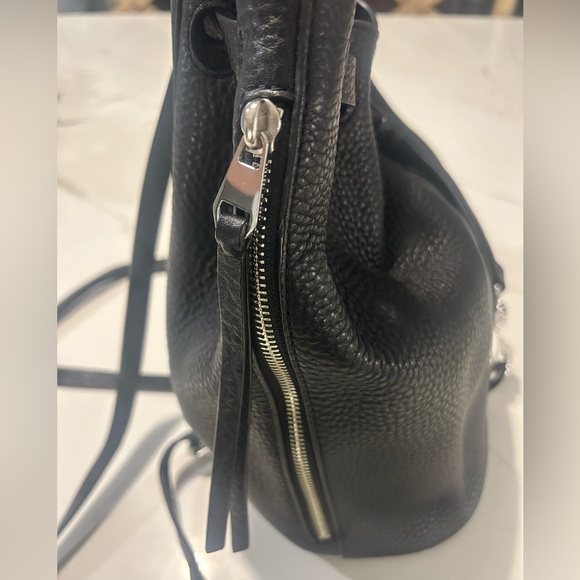 Rebecca Minkoff black pebbled leather backpack with silver hardware - Picture 2 of 6